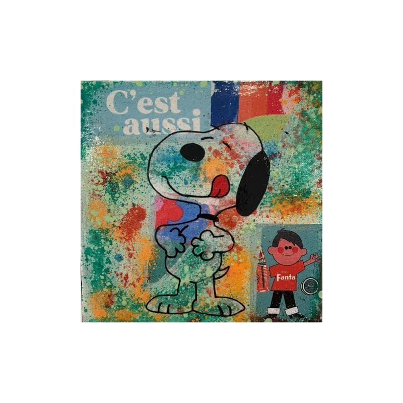 Peinture Snoopy Miam 2 par Kikayou | Tableau Pop-art Icones Pop Graffiti