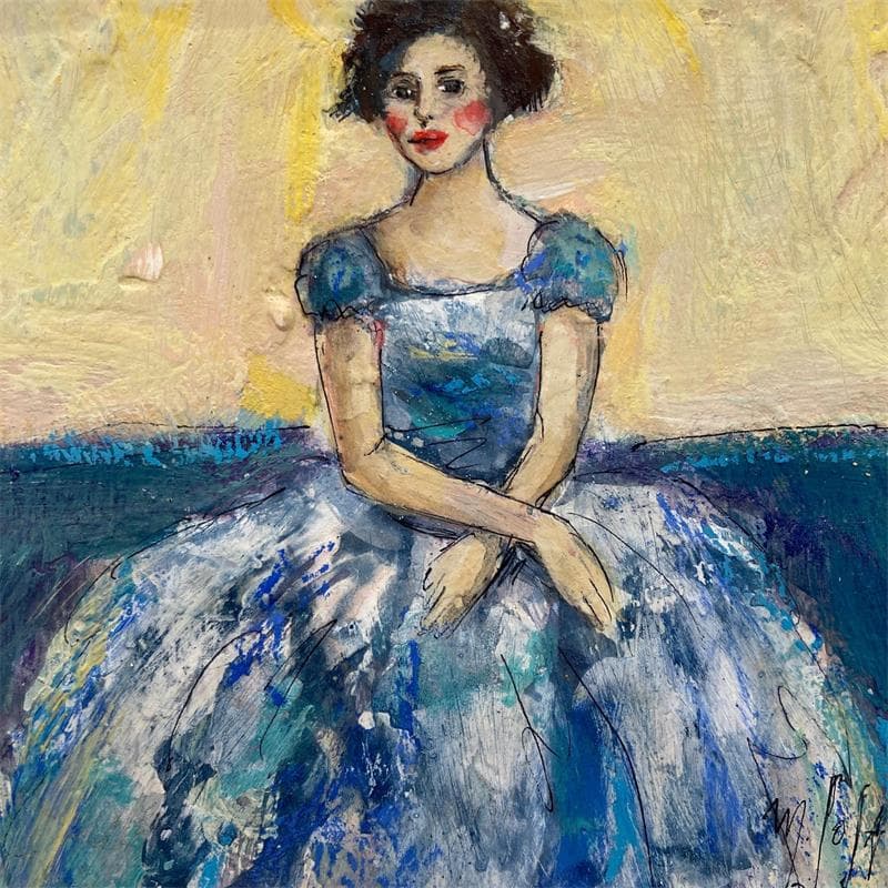 Gemälde En bleu von De Sousa Miguel | Gemälde Art brut Porträt