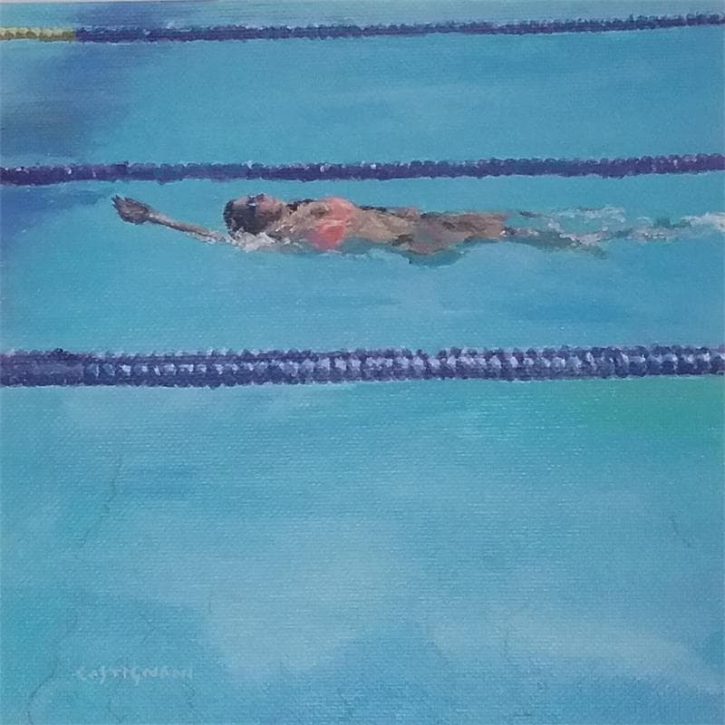 Painting swimmer 7 by Castignani Sergi | Painting Figurative Acrylic, Oil Landscapes