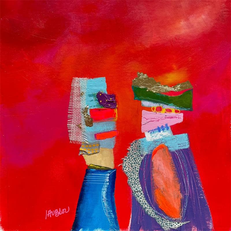 Painting Les petits rois by Lau Blou | Painting Abstract Acrylic, Cardboard Minimalist