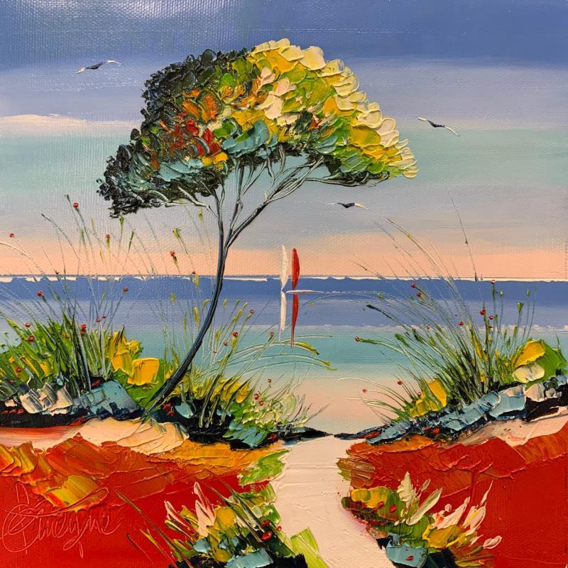 Peinture Le petit bateau rouge par Fonteyne David | Tableau Acrylique