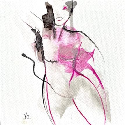 Painting Ramasser le bonheur by YO | Painting Figurative Mixed, Watercolor Nude
