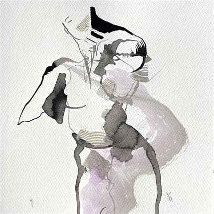 Painting Pouvoir vivre sans toi by YO | Painting Figurative Watercolor, Mixed Nude