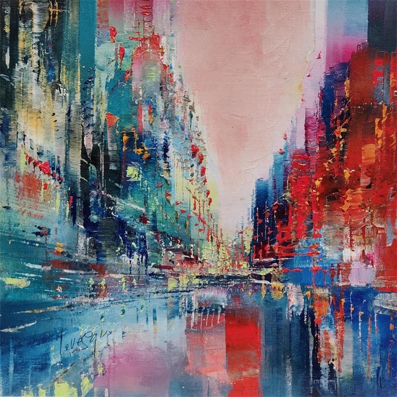 Painting Les 2 rives by Levesque Emmanuelle | Painting Abstract Oil Urban