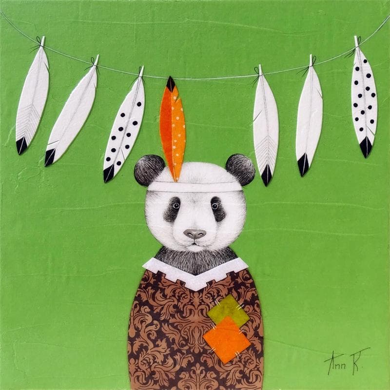 Painting Grand chef Panda by Ann R | Painting Figurative Portrait Animals