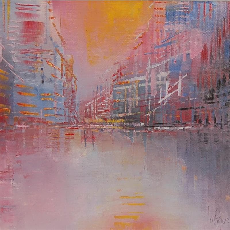 Painting Soleil d'or by Levesque Emmanuelle | Painting Abstract Urban Oil