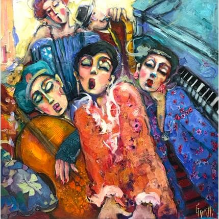 Painting Jazz holiday by Garilli Nicole | Painting Figurative Oil Life style