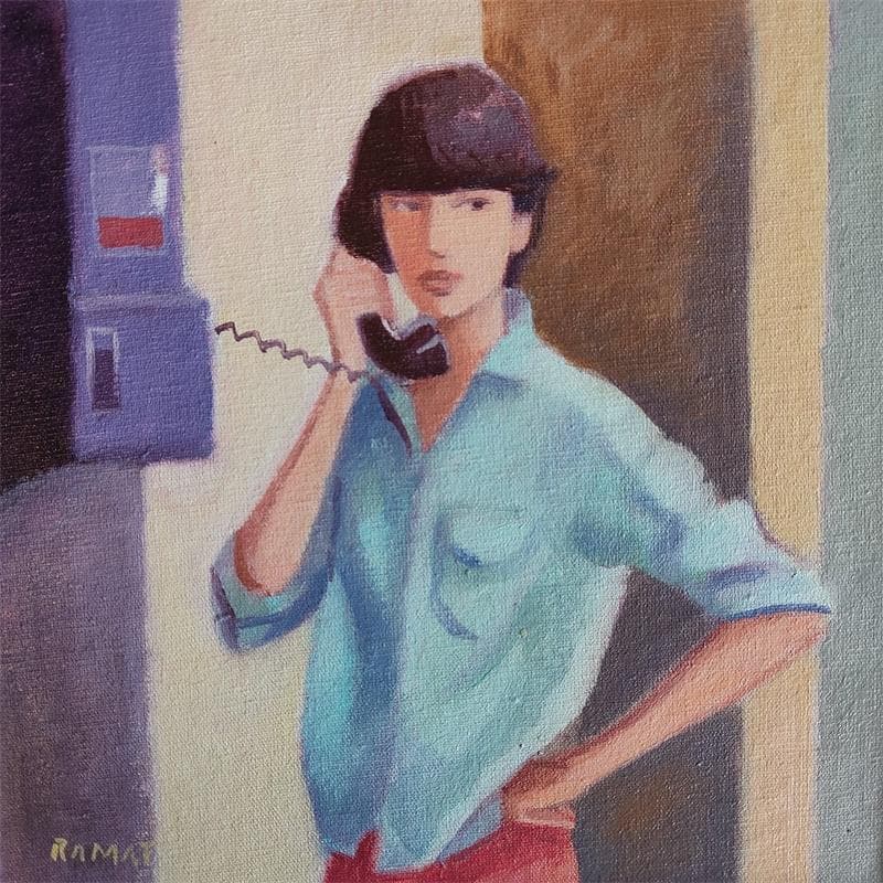 Painting Phone call by Ramat Manuel | Painting Figurative Acrylic, Oil Life style, Pop icons