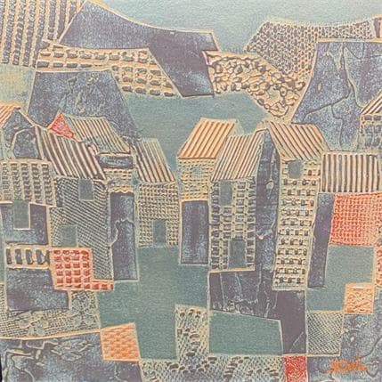 Peinture Village par Devie Bernard  | Tableau Matiérisme Acrylique, Carton Urbain