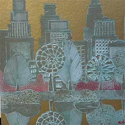 Painting Ville by Devie Bernard  | Painting Subject matter Acrylic, Cardboard Urban