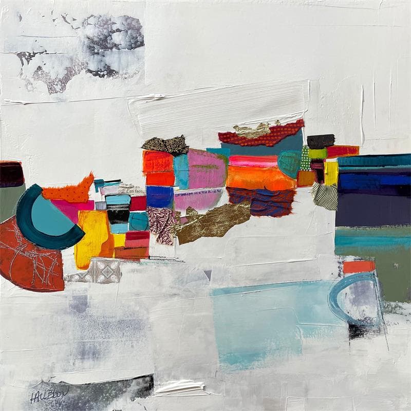 Peinture L'autre rive d'en face par Lau Blou | Tableau Abstrait Mixte minimaliste