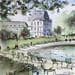 Painting Jardin du Luxembourg by Kévin Bailly | Painting Figurative Watercolor Urban