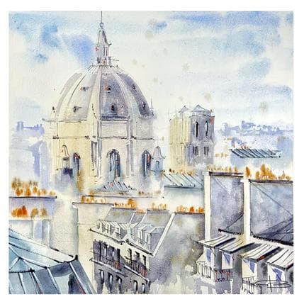 Painting Les toits de Paris sur la Sorbonne by Kévin Bailly | Painting Figurative Watercolor Urban