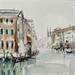 Peinture Brume à Venise par Poumelin Richard | Tableau Figuratif Urbain Scènes de vie Huile Acrylique