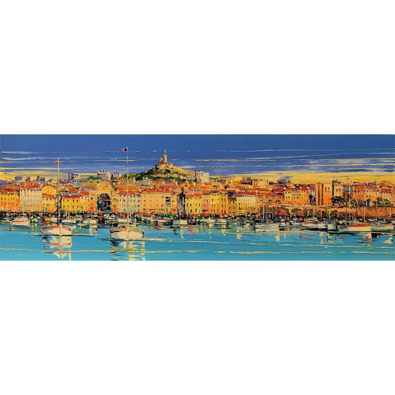 Peinture Belle journée à Marseille par Corbière Liisa | Tableau Figuratif Huile Paysages Vues urbaines Vues marines