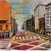 Peinture Shopping day par Pappay | Tableau Street Art Mixte Vues urbaines