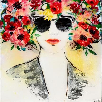 Painting Floreada con gafas by Bofill Laura | Painting Figurative Mixed Portrait