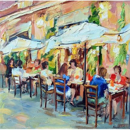 Painting Café en Italie by Novokhatska Olga | Painting Figurative Oil Life style, Urban