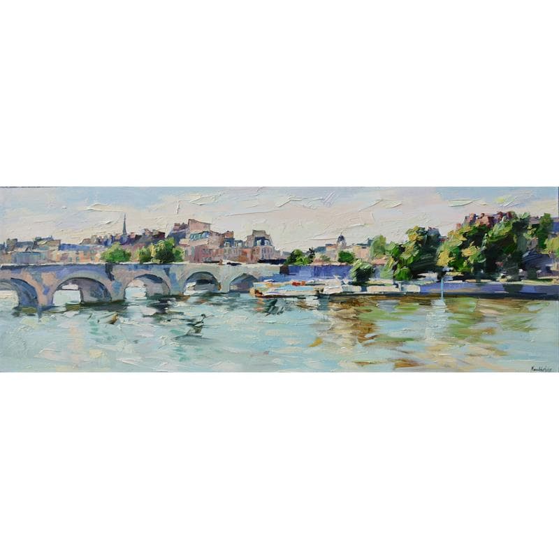Peinture Vue sur la Seine par Novokhatska Olga | Tableau Figuratif Huile Paysages Vues urbaines