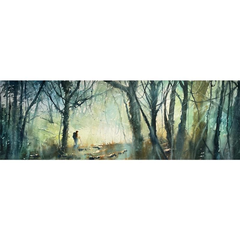 Painting Il aimait la magie des arbres by Abbatucci Violaine | Painting Figurative Watercolor Landscapes, Life style