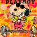Gemälde Snoopy Playboy von Kikayou | Gemälde Pop-Art Pop-Ikonen Graffiti
