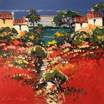 Painting Chemin à la mer by Corbière Liisa | Painting Figurative Oil Landscapes