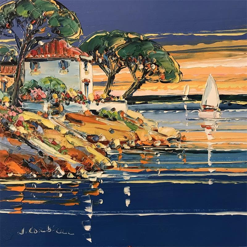 Painting Crique à Cap d'Antibes by Corbière Liisa | Painting Figurative Oil Landscapes