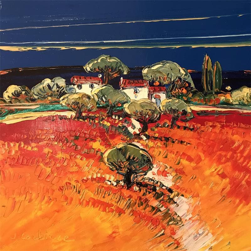 Painting Les vacances nous gagnent by Corbière Liisa | Painting Figurative Landscapes Oil