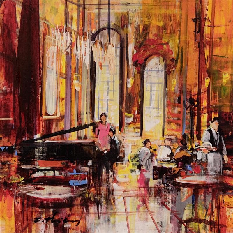 Painting Piano séduction by Frédéric Thiery | Painting Figurative Acrylic Life style