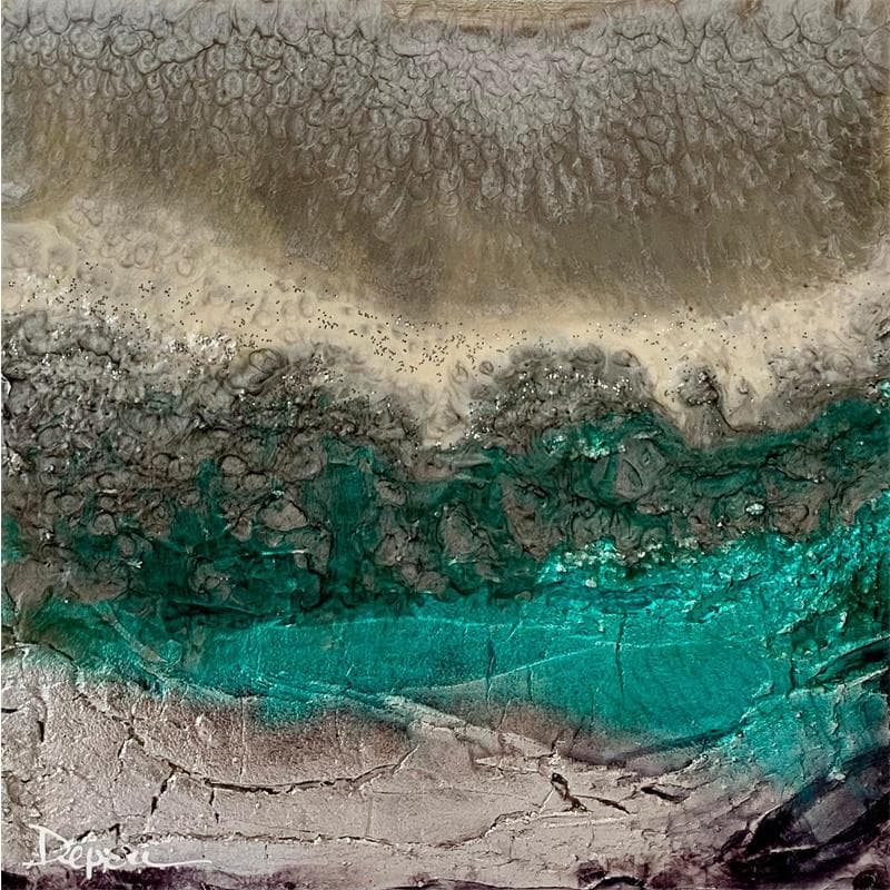 Peinture 609 Quartz Smoke Aquamarine par Depaire Silvia | Tableau Abstrait Mixte minimaliste