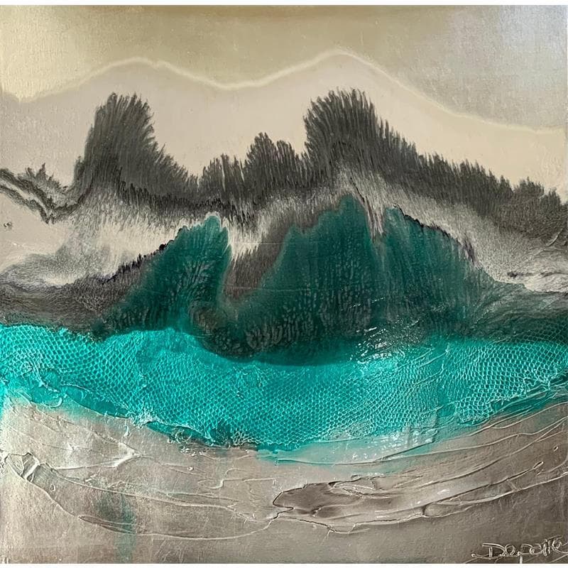 Peinture 752 Quartz Smoke Aquamarine par Depaire Silvia | Tableau Abstrait Mixte minimaliste