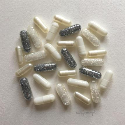 Painting sparkling pills by Marjot Emily Jane  | Painting Subject matter Minimalist