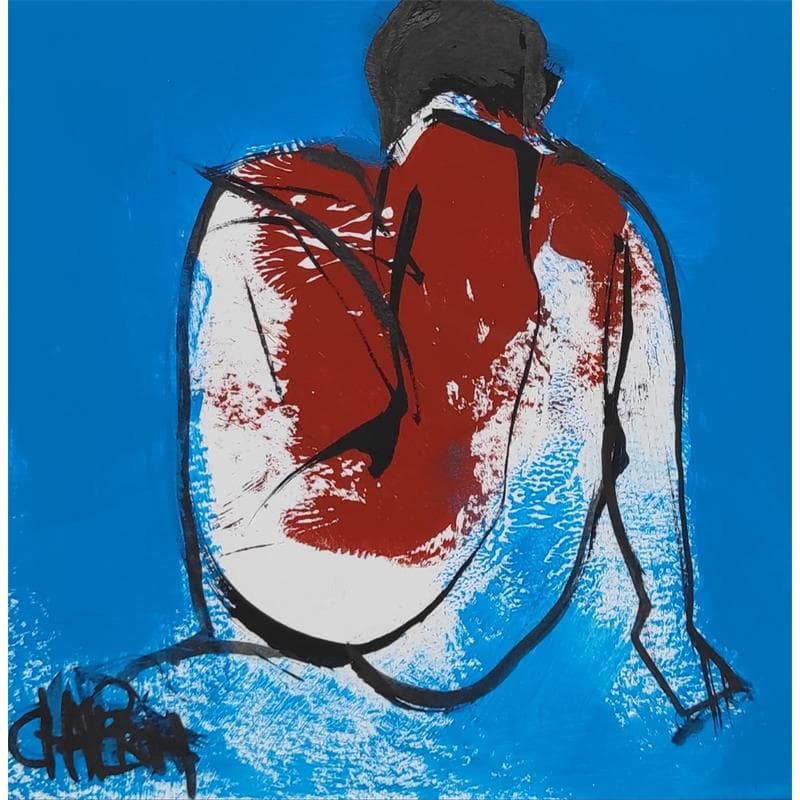 Painting Turquoise 1 by Chaperon Martine | Painting Figurative Acrylic Nude