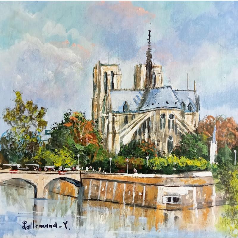 Peinture Notre Dame par Lallemand Yves | Tableau Figuratif Urbain Acrylique