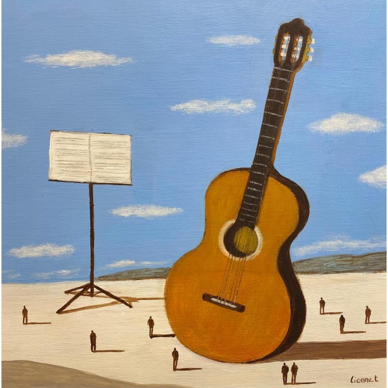Painting Guitare classique  by Lionnet Pascal | Painting Surrealism Landscapes Acrylic