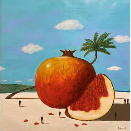Painting Grenade et cocotier by Lionnet Pascal | Painting Surrealism Acrylic Landscapes, still-life