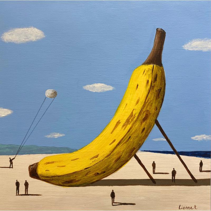 Gemälde Banane von Lionnet Pascal | Gemälde Surrealismus Landschaften Stillleben Acryl