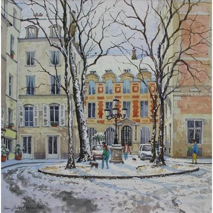 Painting Place Furstenberg sous la neige by Decoudun Jean charles | Painting Figurative Watercolor Life style, Urban