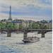Peinture Paris, Passerelle des Arts par Decoudun Jean charles | Tableau Figuratif Aquarelle Vues urbaines scènes de vie