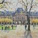 Painting Paris. Place des Vosges, contre jour en automne by Decoudun Jean charles | Painting Figurative Watercolor Urban