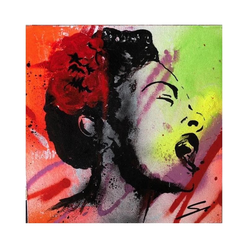 Painting Billie Holiday by Mestres Sergi | Painting Pop art Mixed Pop icons