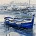 Peinture Barque bleue par Poumelin Richard | Tableau Figuratif Mixte Vues marines