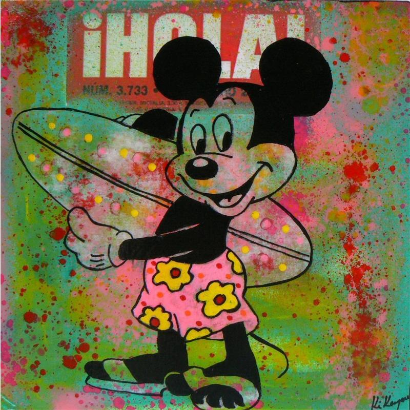 Painting Mickey surf by Kikayou | Painting  Graffiti