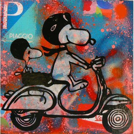 Peinture Snoopy Vespa par Kikayou | Tableau Pop-art Graffiti Icones Pop