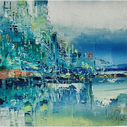 Peinture Les eaux du lac par Levesque Emmanuelle | Tableau Abstrait Huile minimaliste, Urbain