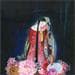 Gemälde Madone des fleurs von Rebeyre Catherine | Gemälde Naive Kunst Porträt Alltagsszenen Acryl