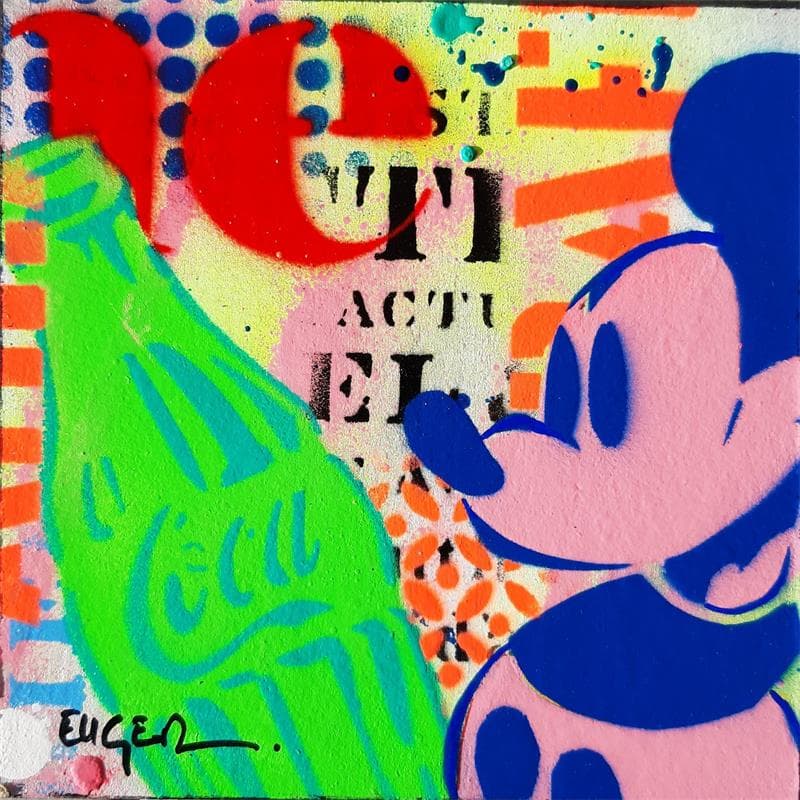 Painting Mickey coca by Euger Philippe | Painting Pop art Mixed Portrait Pop icons