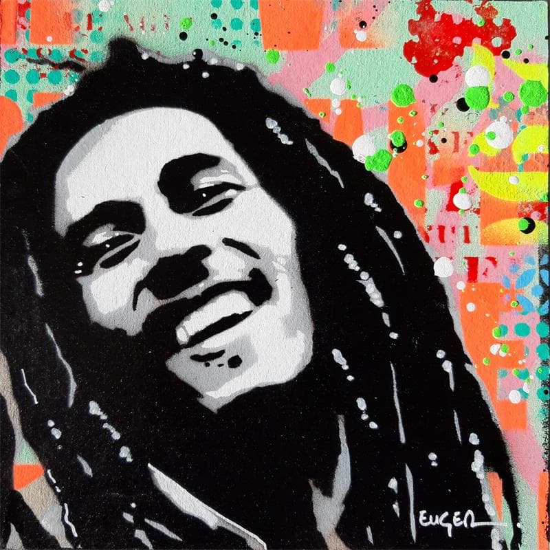 Painting Bob Marley by Euger Philippe | Painting Pop art Mixed Pop icons
