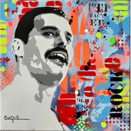 Peinture Freddie Mercury par Euger Philippe | Tableau Pop Art Mixte icones Pop