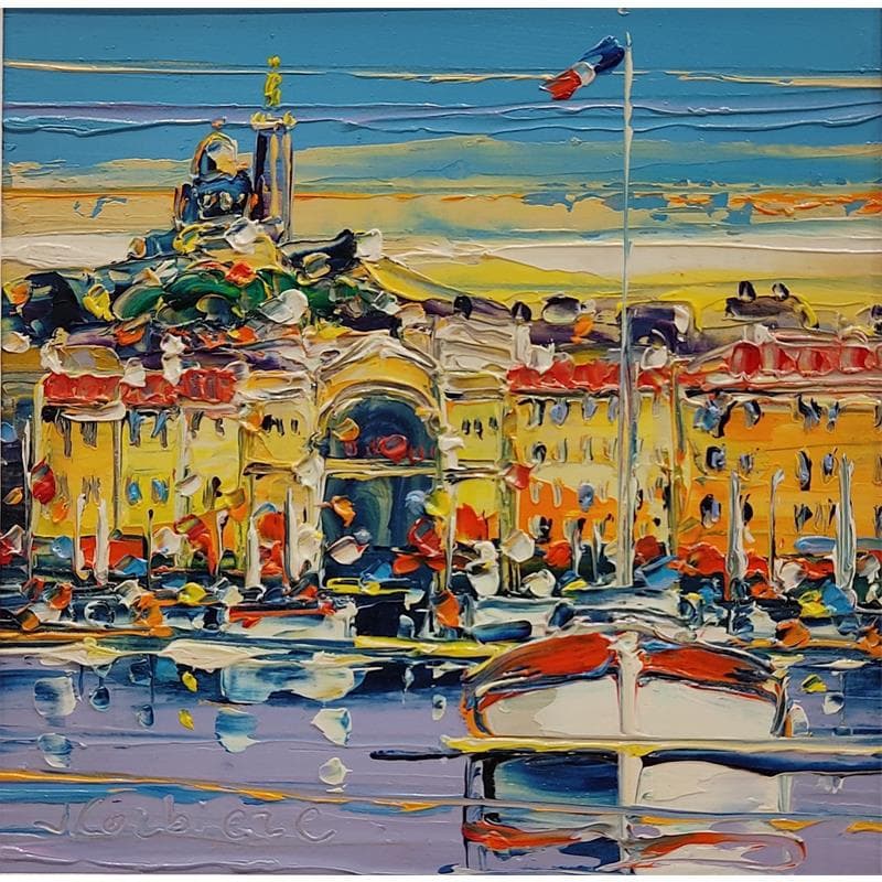 Painting Visite au Vieux Port by Corbière Liisa | Painting Figurative Oil Landscapes Urban Marine